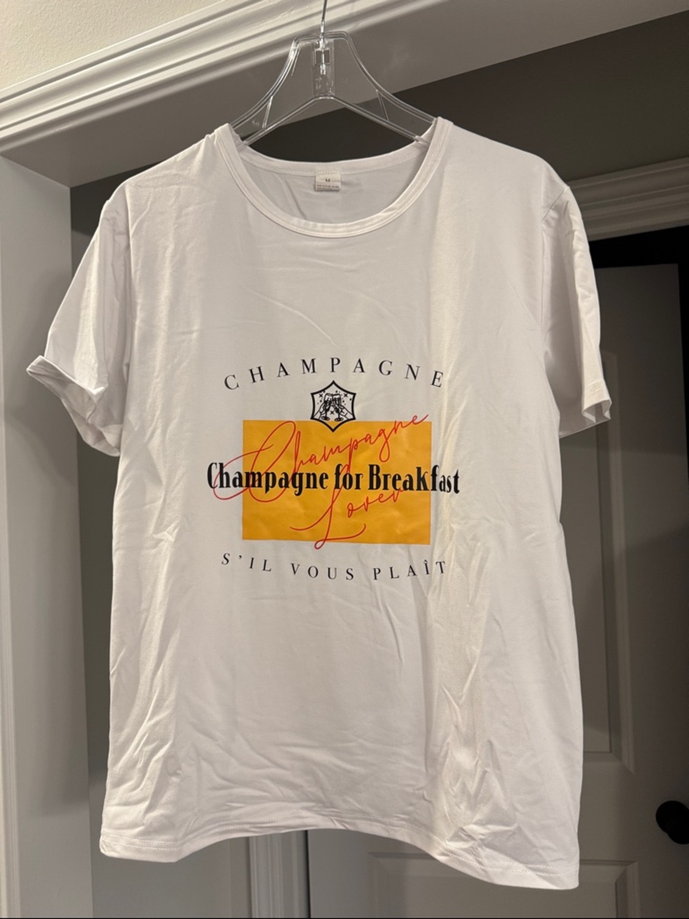 White Graphic Tee "Champagne for Breakfast"